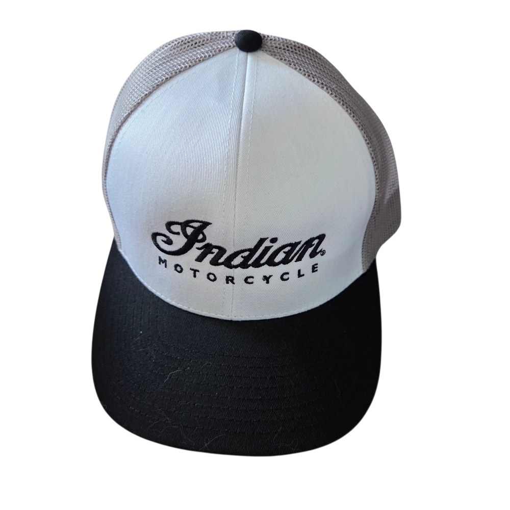 Indian Motorcycle Black, White, Gray With snap Enclosure Baseball Cap, NWT.